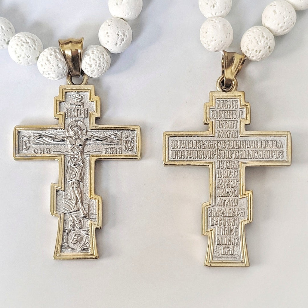 White Volcanic stones  Prayer Rope with Skulls Orthodox