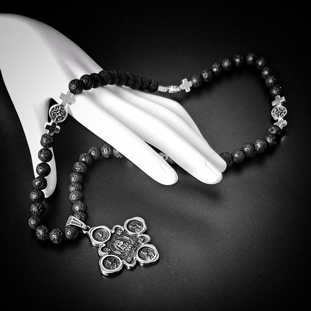 Jesus' Prayer Rope with Lava Stones for Orthodox Christians