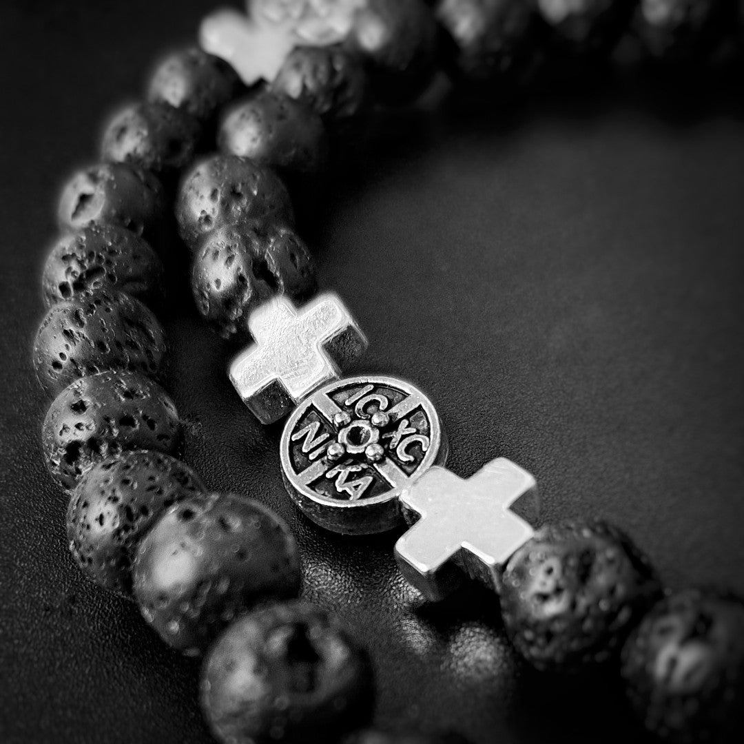 Jesus' Prayer Rope with Lava Stones for Orthodox Christians