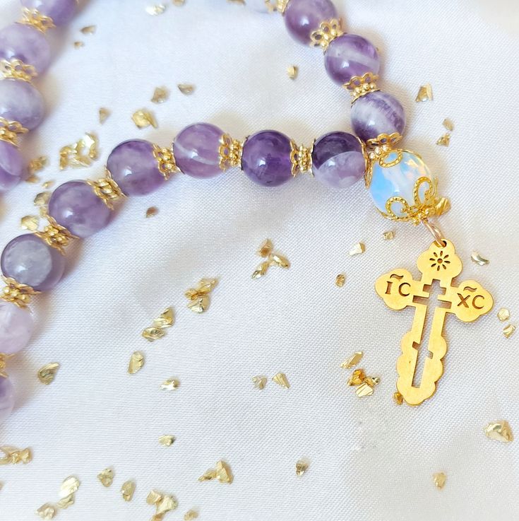 Amethyst Orthodox Prayer Rope with Opals