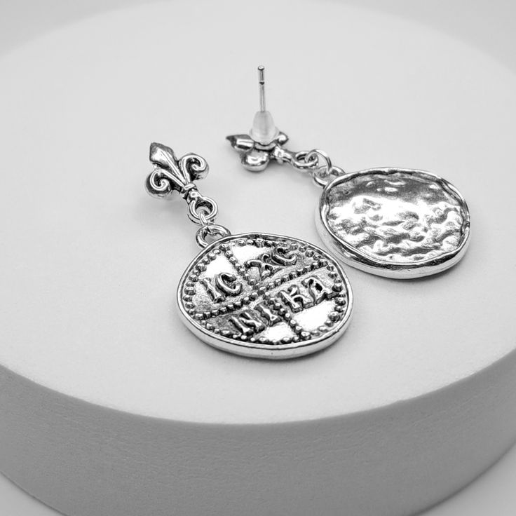 Silver Byzantine Orthodox Christian Coin Earrings