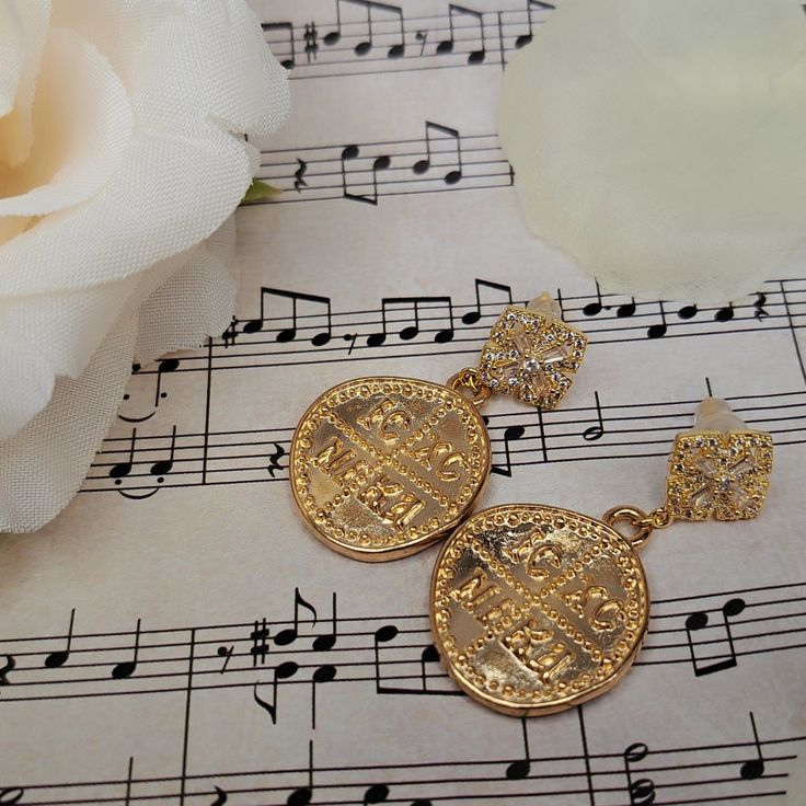 Gold Byzantine Coin Earrings Orthodox Christian