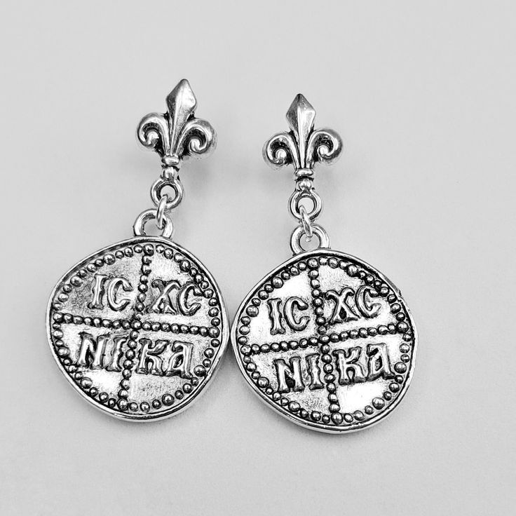 Silver Byzantine Orthodox Christian Coin Earrings