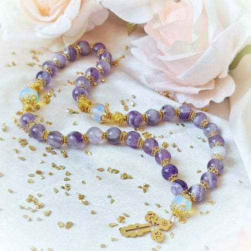 Amethyst Orthodox Prayer Rope with Opals