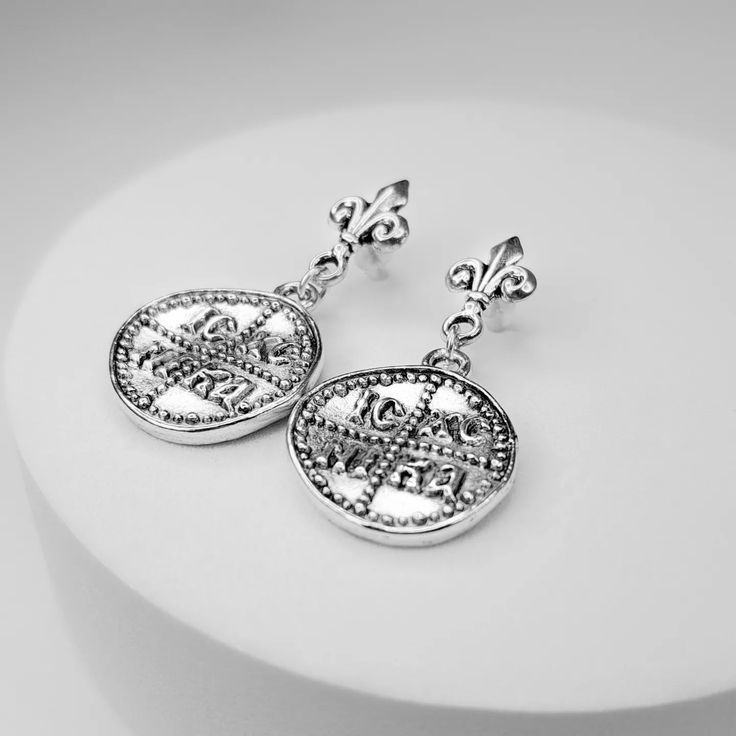 Silver Byzantine Orthodox Christian Coin Earrings