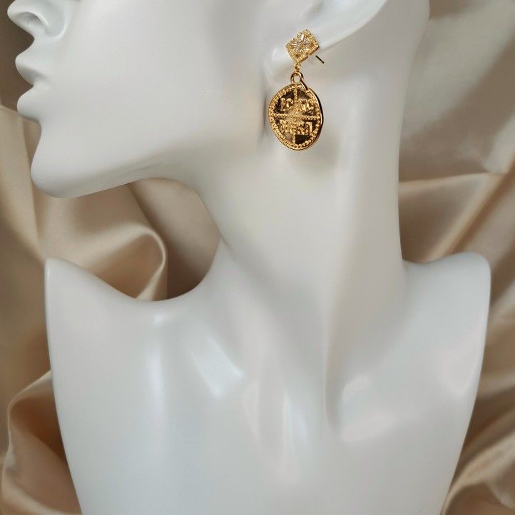 Gold Byzantine Coin Earrings Orthodox Christian