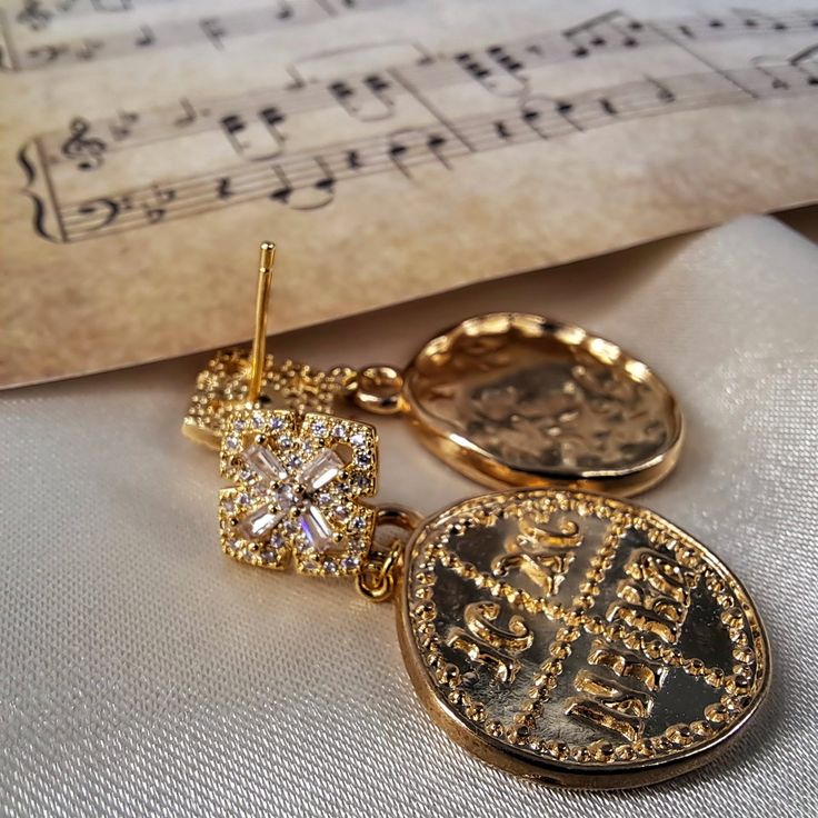 Gold Byzantine Coin Earrings Orthodox Christian
