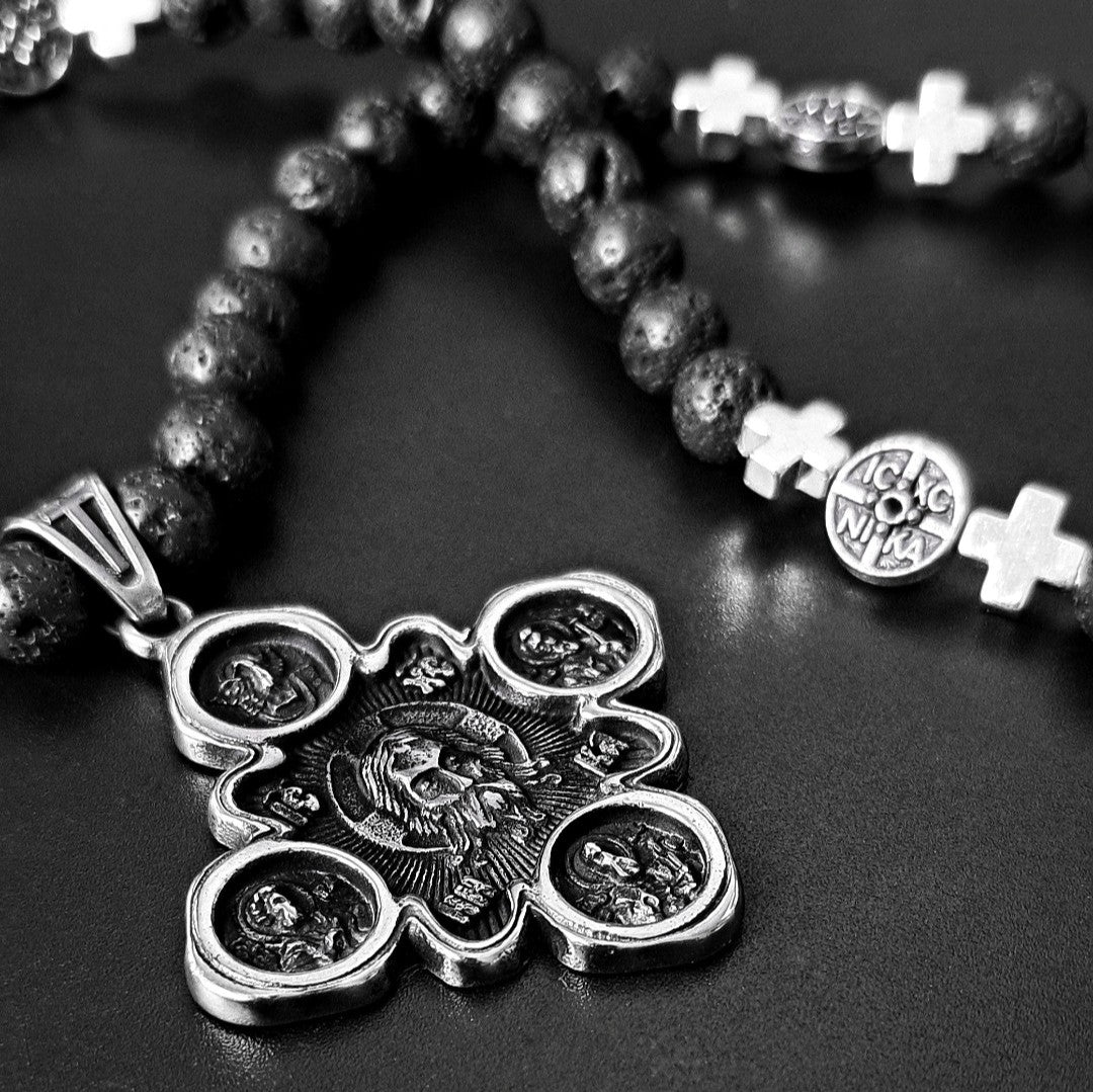 Jesus' Prayer Rope with Lava Stones for Orthodox Christians