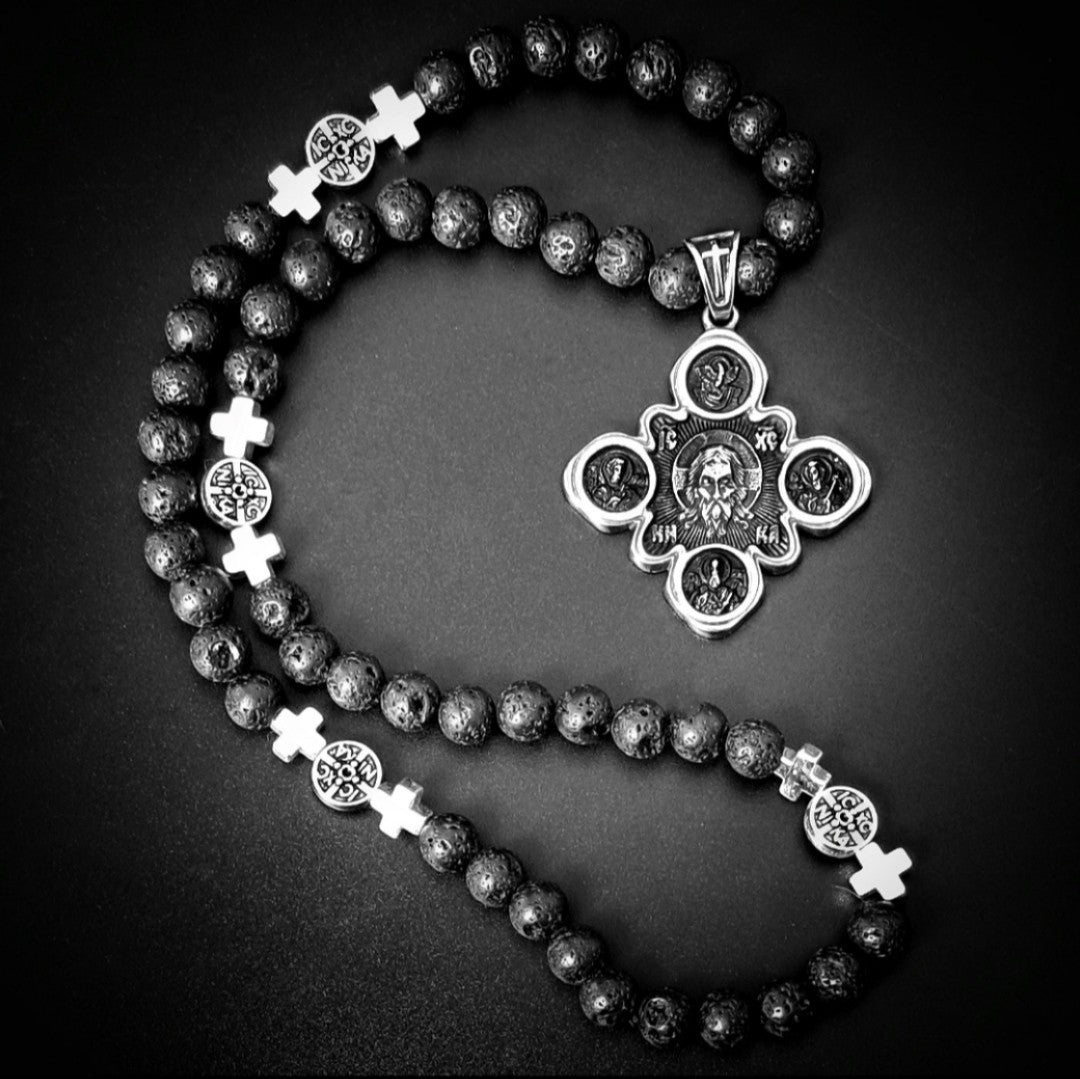 Jesus' Prayer Rope with Lava Stones for Orthodox Christians